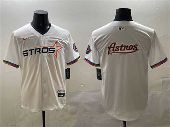 Mens Houston Astros Team Big Logo White 2025 City Connect Limited Stitched Jersey
